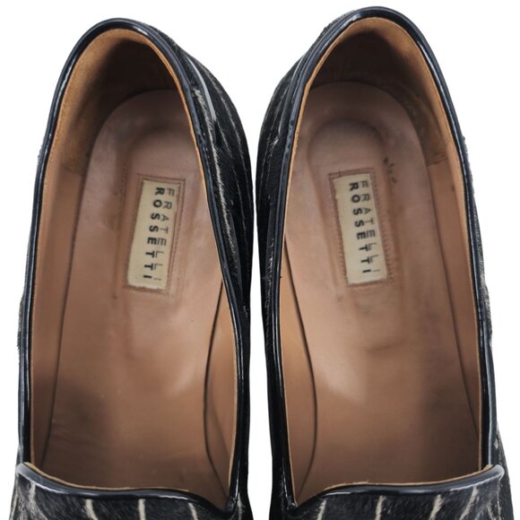 Fratelli Rosetti Italy Striped Black White Suede Tassel Loafers Men 7 Dress Shoe - Picture 5 of 10
